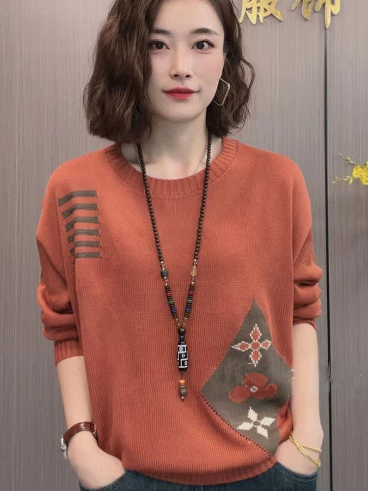 Ethnic Jacquard Sweater: Cozy Wool Blend Chic Comfort
