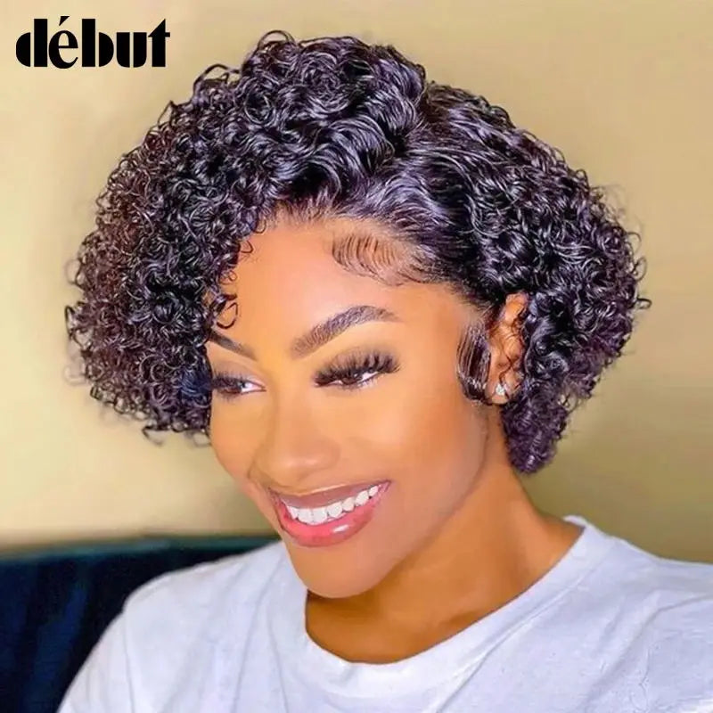 Pixie Cut Curly Human Hair Wig: Trendy Deep Wave Lace Front - Brazilian Remy Upgrade