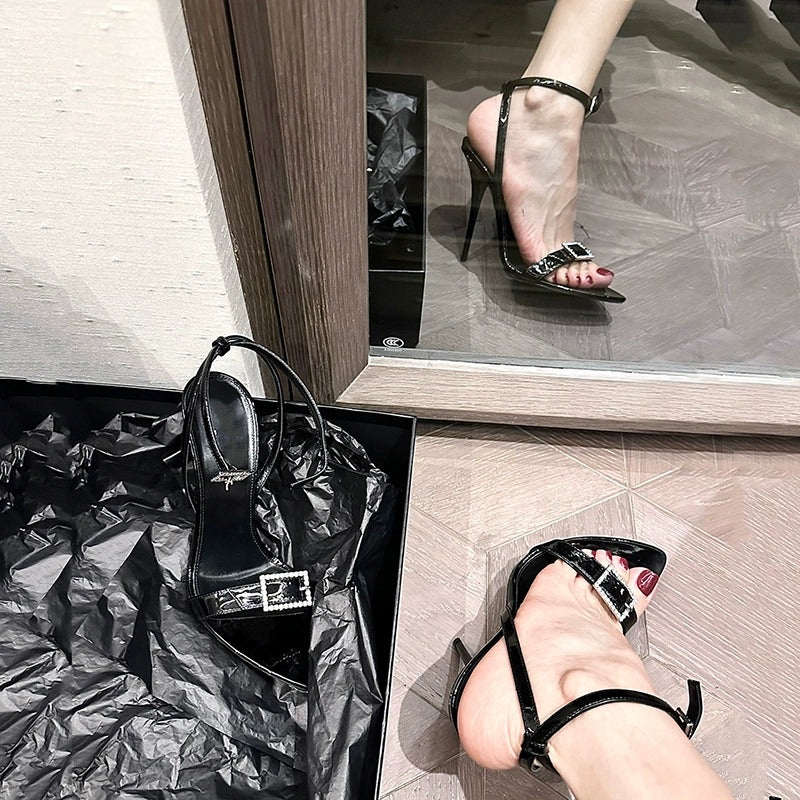 Glam Diamond Buckle High Heels: Elevate Your Style for Summer