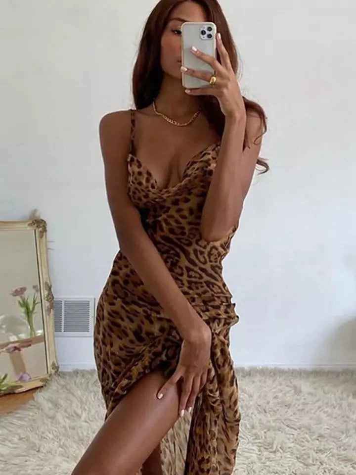 Leopard Print Maxi Dress: Beach Party Chic