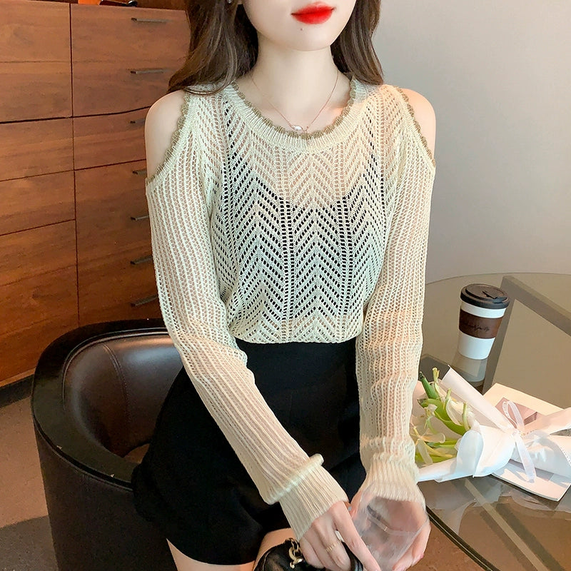 Sun Protective Off-Shoulder Blouse: Korean Chic Style Choice