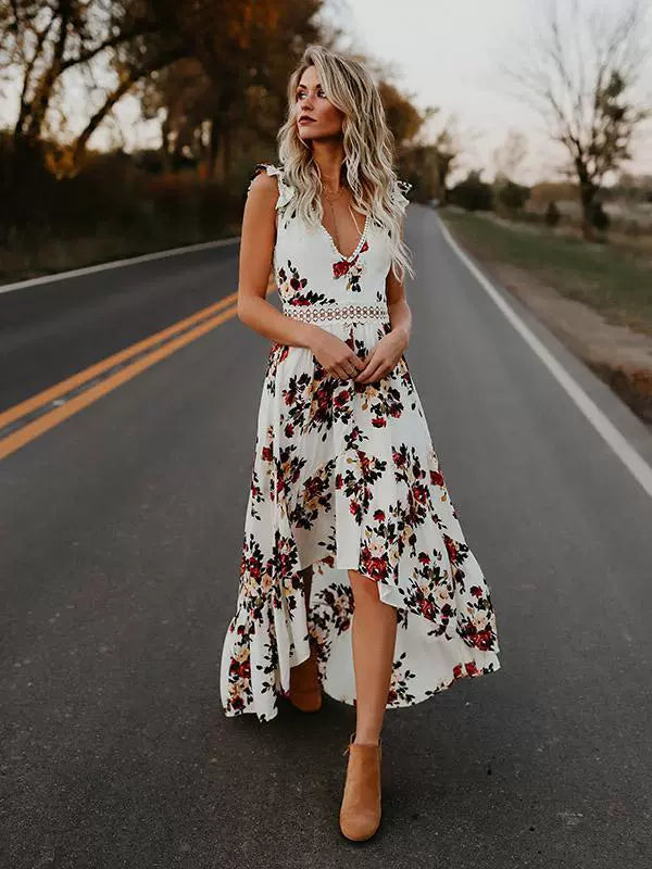 Floral Backless Beach Dress: Boho-Chic Summer Style