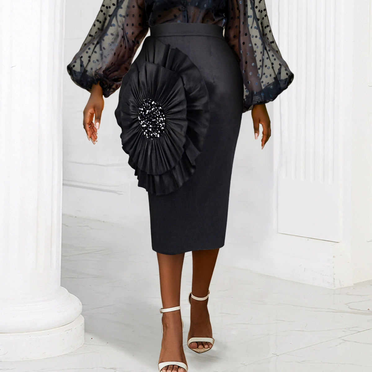 Sophisticated Floral Midi Skirt: Plus Size Elegance & Trendy Charm