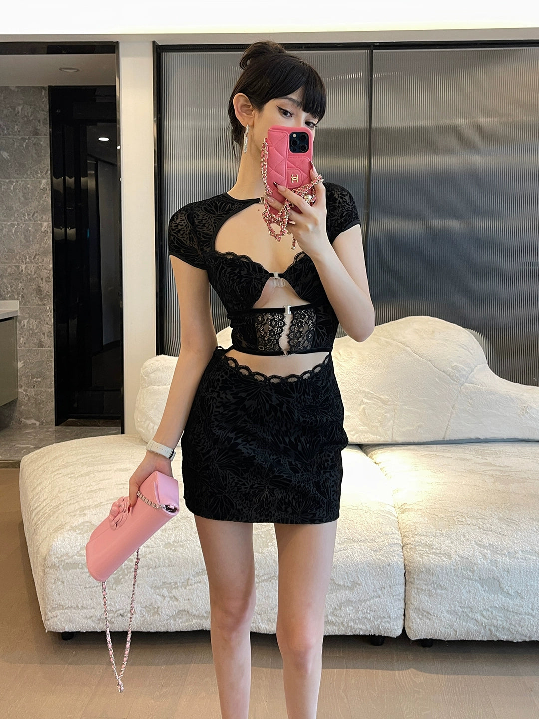 Desire Lace Skirt Bodycon Dress: Elegant & Alluring