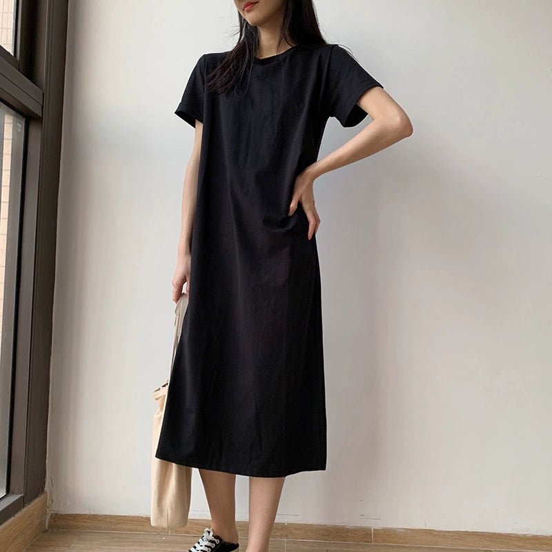 European Chic Cotton Dress: Modern Korean Style Beauty
