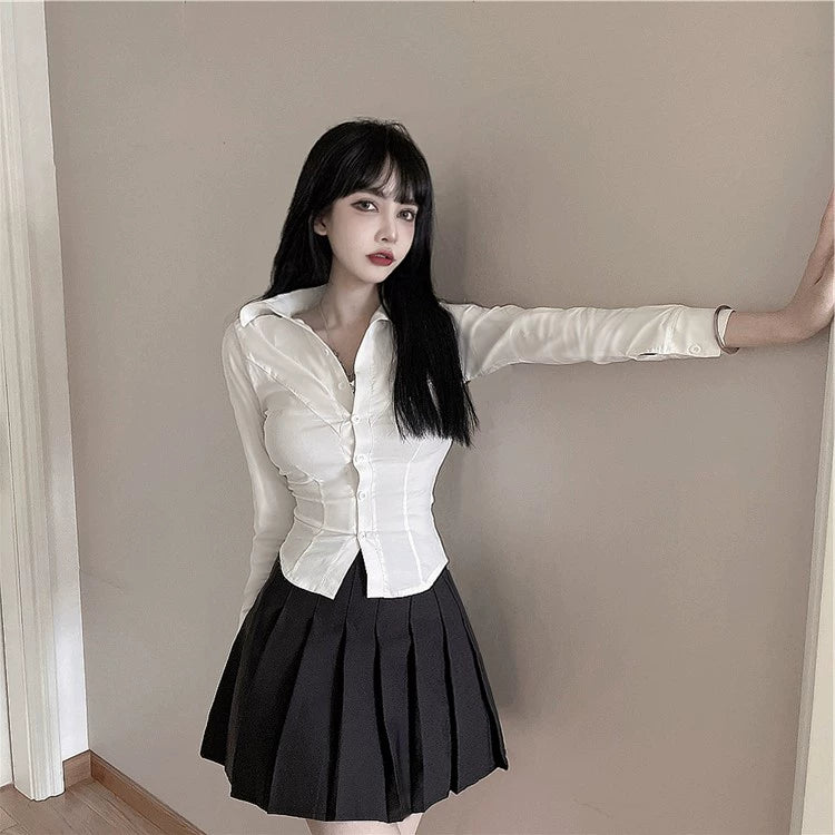 White Shirt Pure Desire Slim-Fit Korean Style Fall Fashion