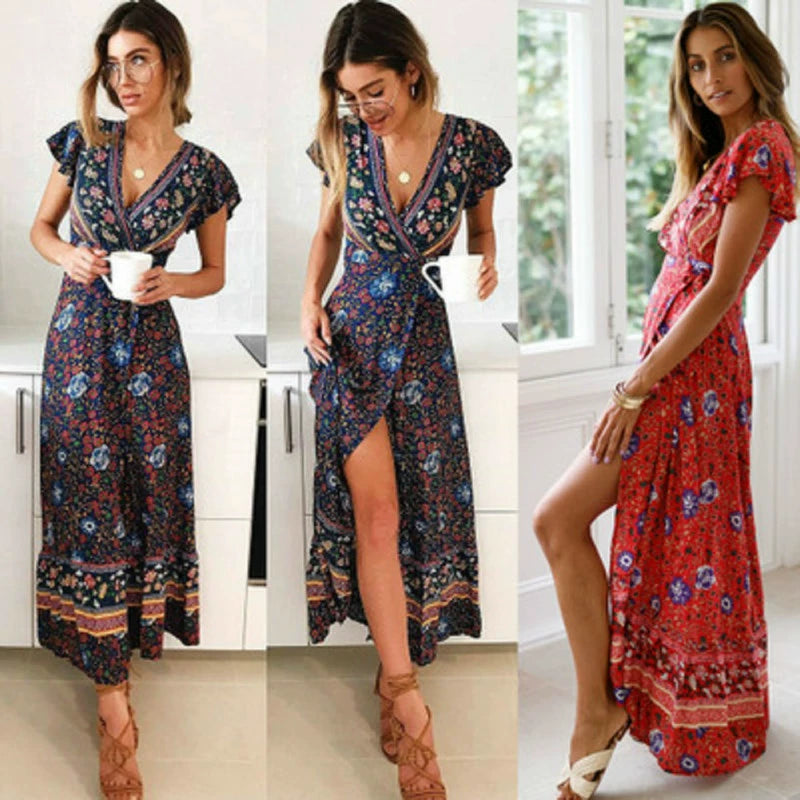 Floral Maxi Sundress: Boho Chic Style for Summer Beach Parties