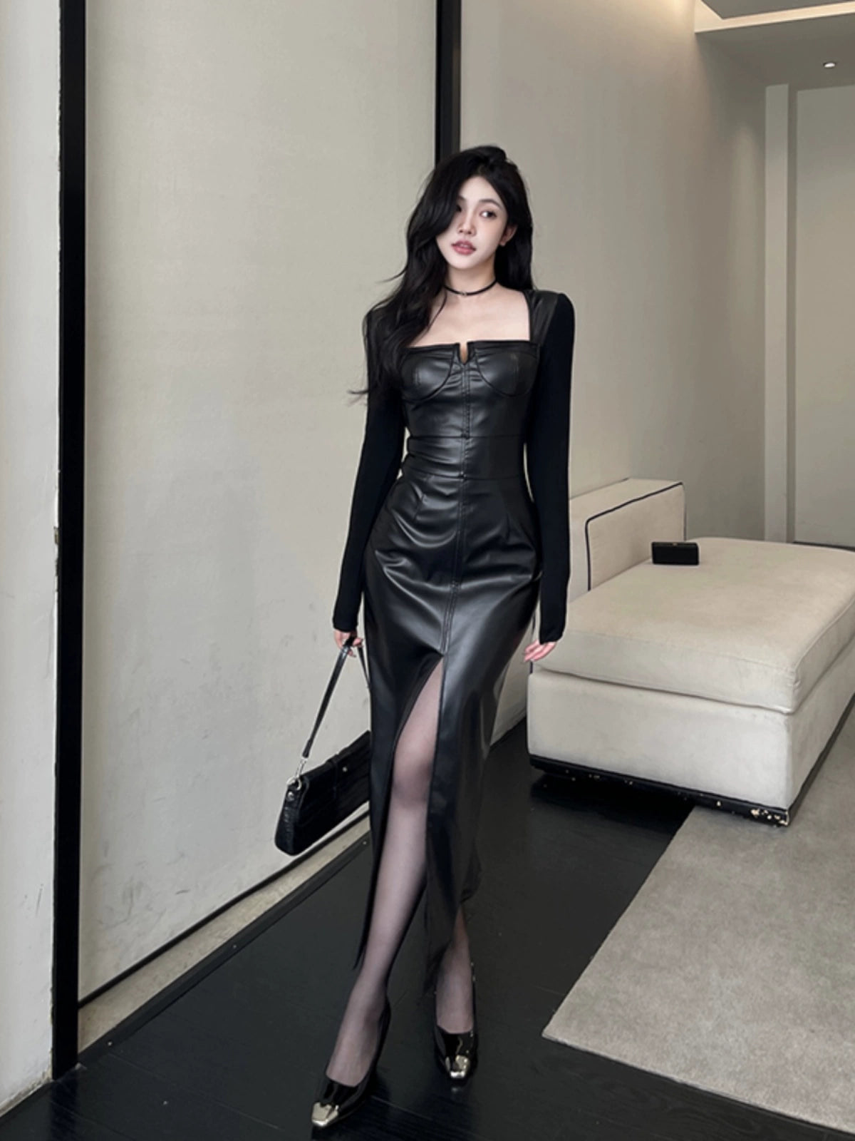 18 Chic High Waist Black Leather Skirt: Bold Winter Style