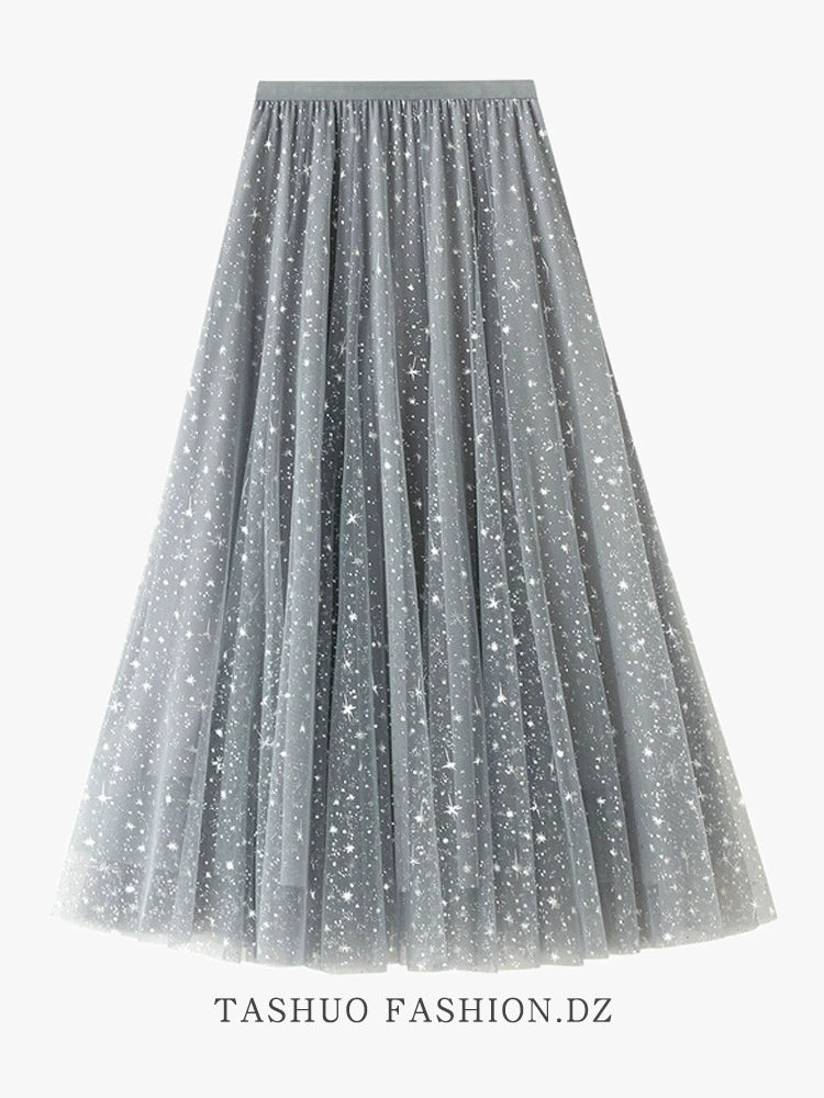 Starry Sky Sequined A-line Dress: Glamorous Winter Fashion