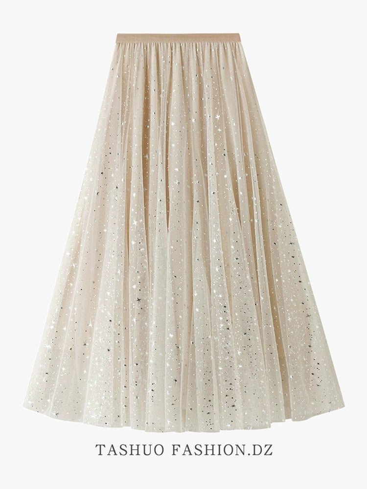 Starry Sky Sequined A-line Dress: Glamorous Winter Fashion
