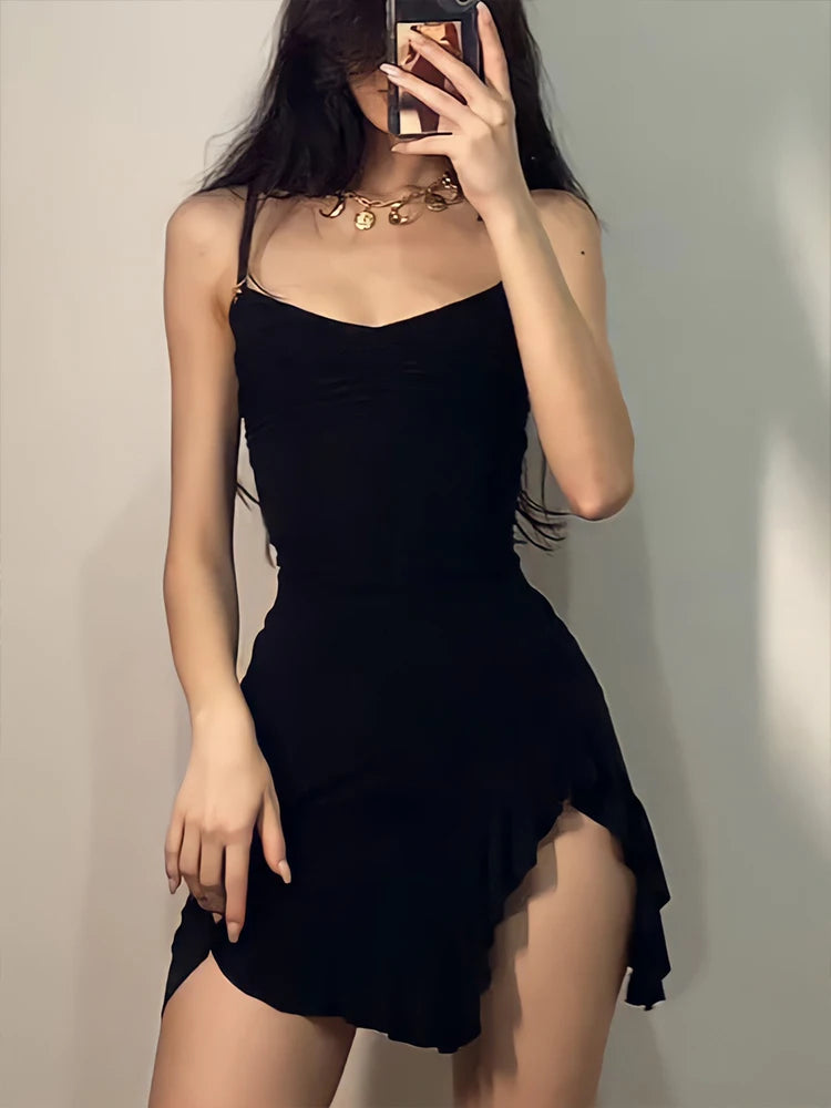 Summer Sexy Mini Dress: Sleeveless Bodycon Split Dress for Women - Club & Party Style A-LINE