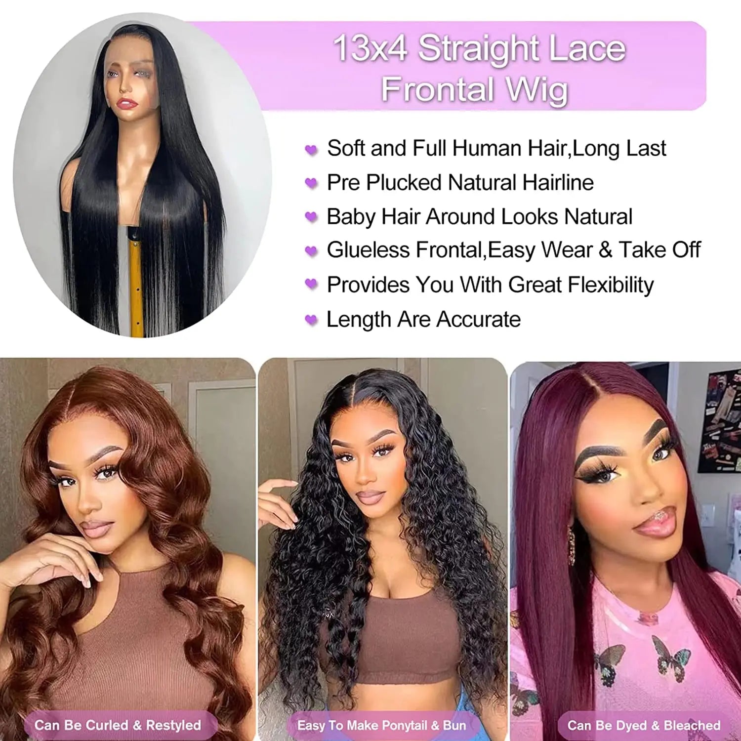 Premium Straight Lace Front Human Hair Wigs: Luxe Style and Comfort