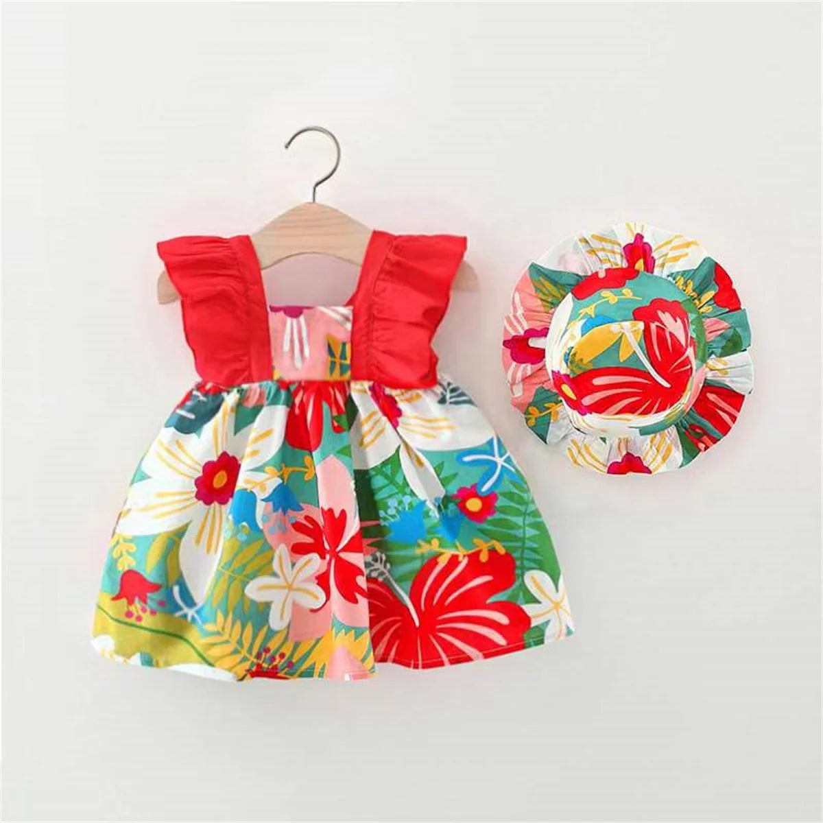 Baby Girl's Tropical Flower Dress: Summer Chic Daily Style for Your Little Princess