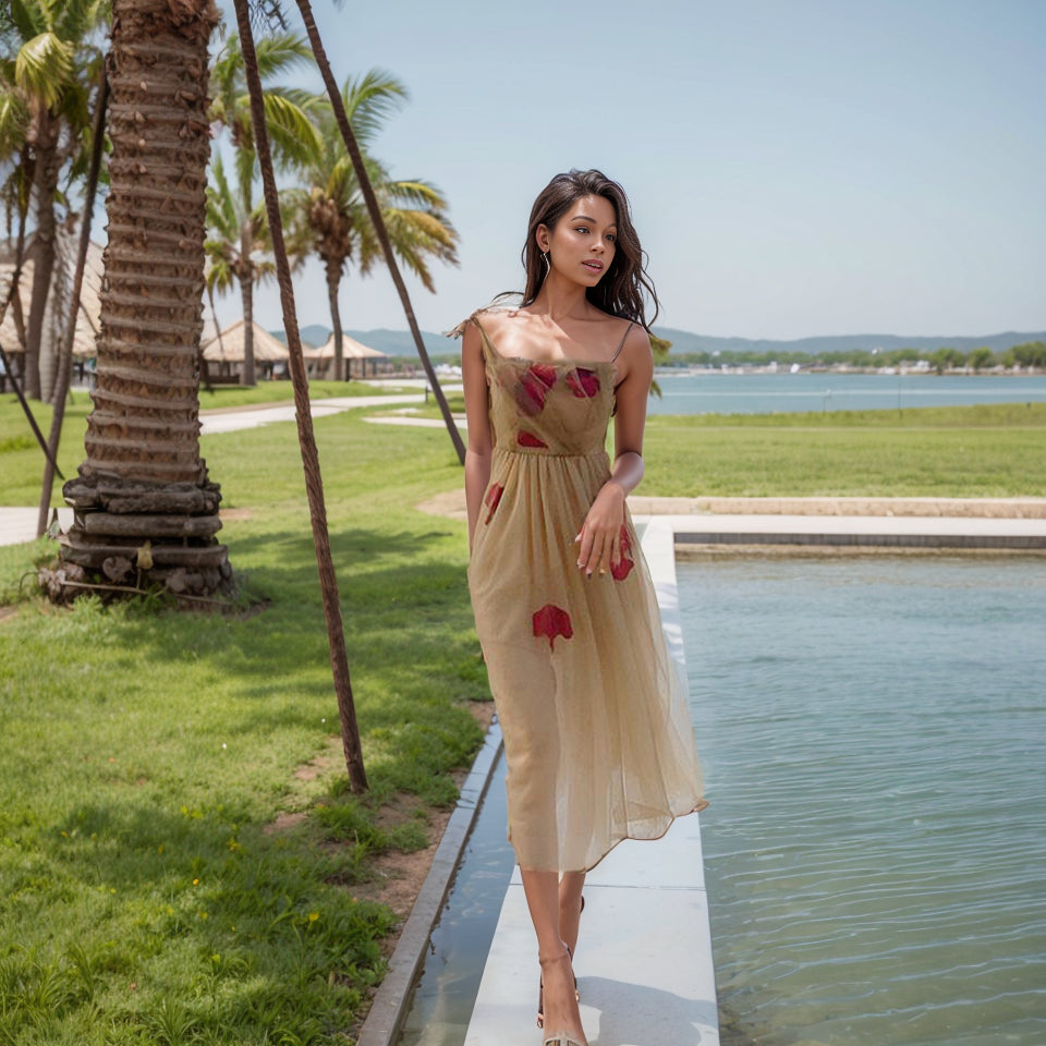 Chic Retro Mesh Beach Dress with Princess Collar: Summer Elegance
