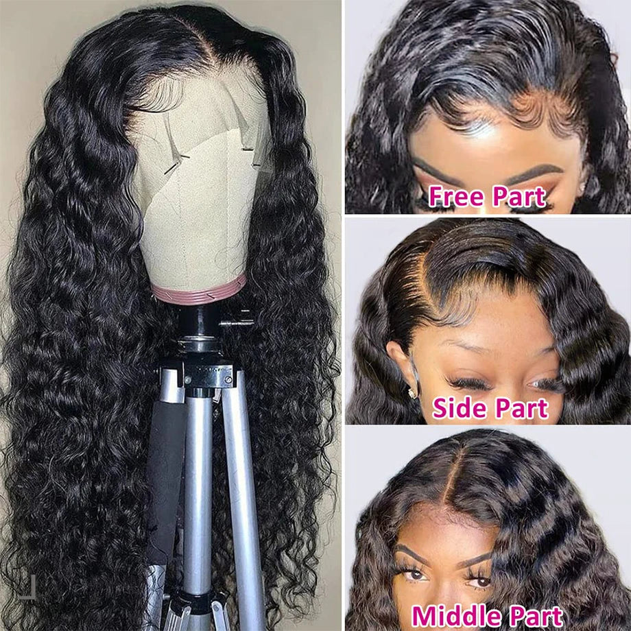 Deep Wave Human Hair Wig: Premium Quality Lace Closure - Wet And Wavy Beauty Essential