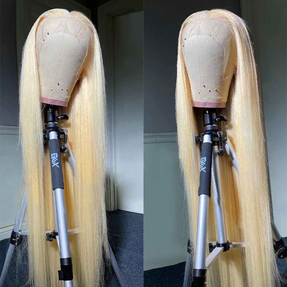 Blonde Lace Front Bob Wig: HD Transparent, Brazilian Bone Straight, Remy Human Hair