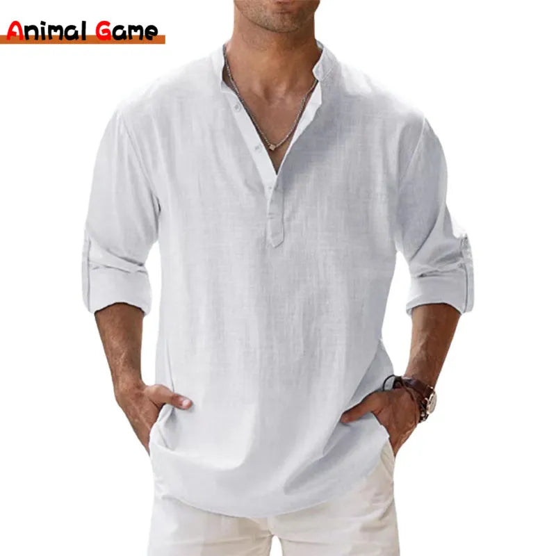 Cotton Linen Men's Beach Shirt: Stylish Lightweight Wear