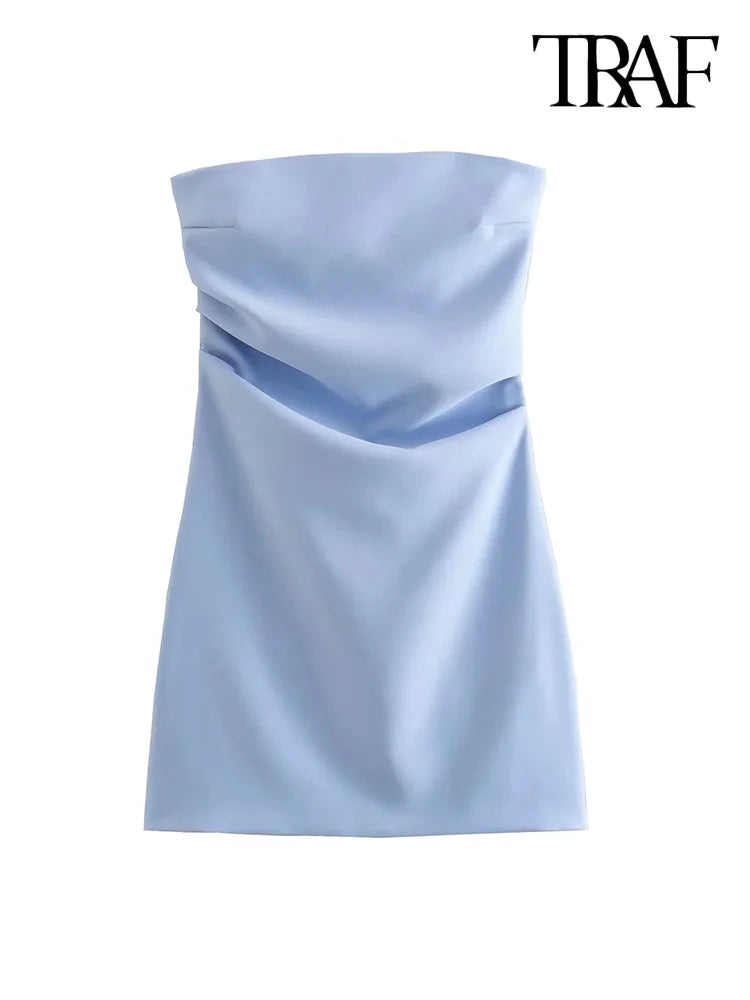 TRAF-Strapless Draped Mini Dress: Sophisticated Elegance