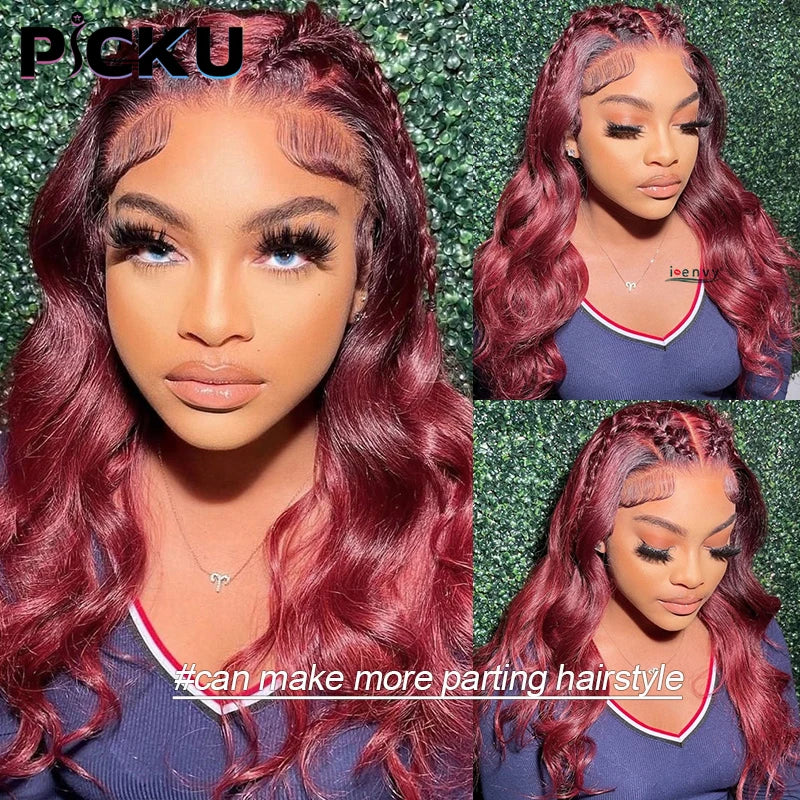 99J Burgundy Body Wave Lace Front Human Hair Wig: Brazilian Hair, Fast Shipping & Easy Returns