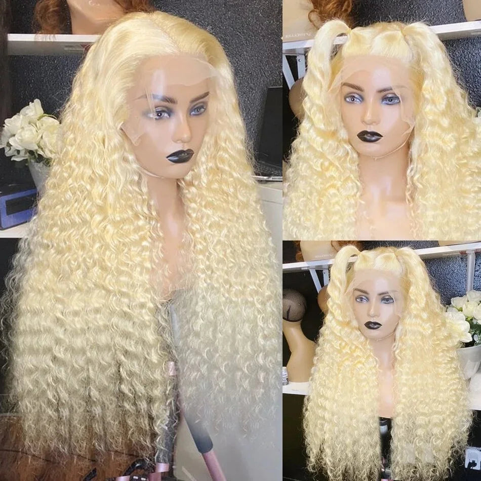 250 Density Honey Blonde Lace Front Wig: Brazilian Remy Hair, Deep Wave