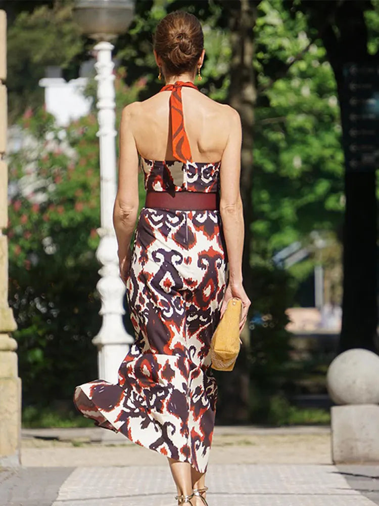 Elegant Lace-Up Maxi Dress: Stylish O-neck Bodycon - Fashionable Autumn/Winter Piece