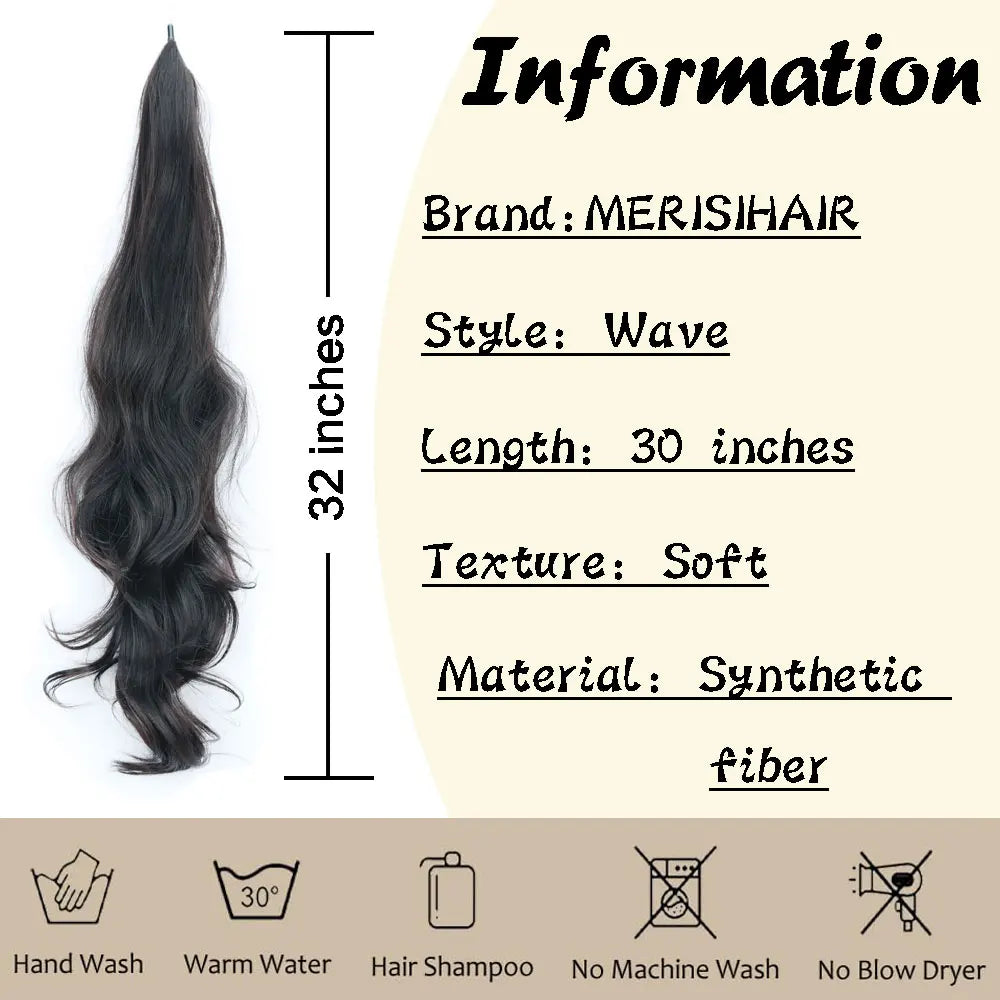 30-Inch Long Wavy Synthetic Ponytail Extension: Stylish Hair for Women