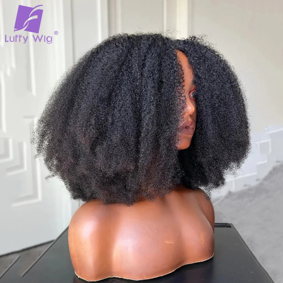 200% Volume Afro Kinky Curly V Part Wig: Natural Style Boost