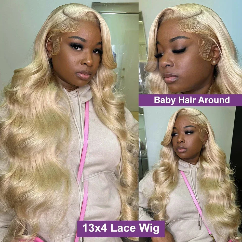 613 Honey Blonde Body Wave Lace Front Wig: Luxe Brazilian Human Hair Wig