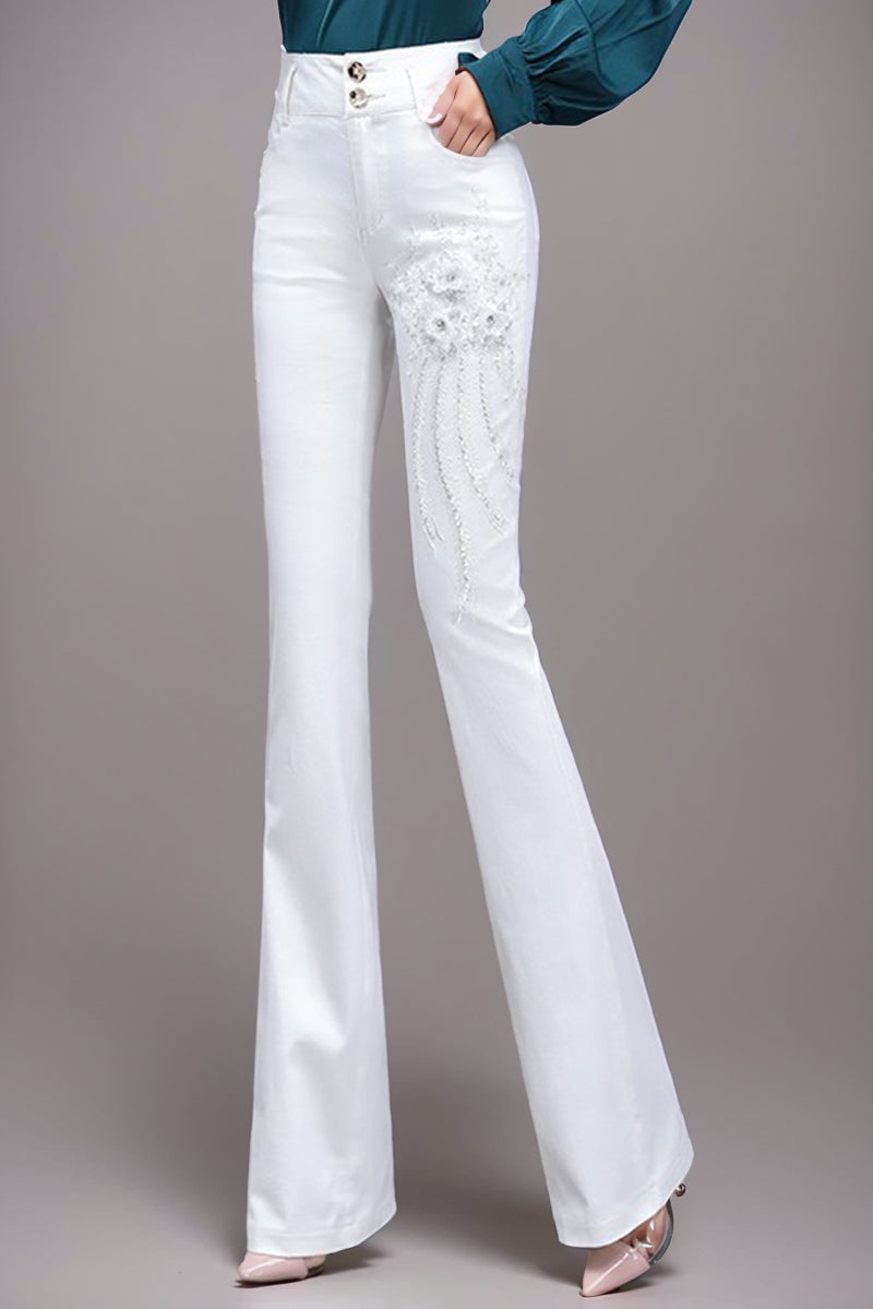 Spring Diamond High Waist Denim Trousers: Stylish Trendy Fashionista Pants