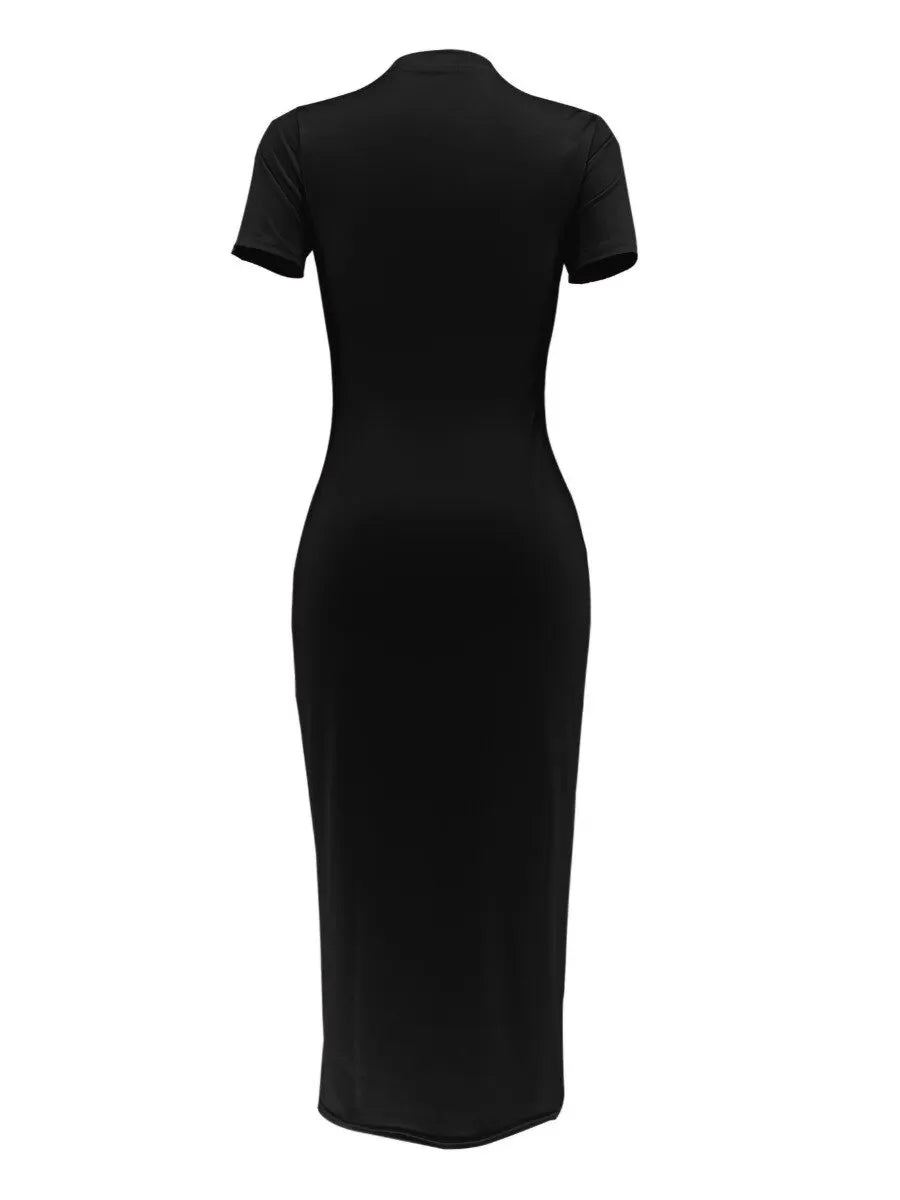 Sexy Black Summer Dress: Women's Chic Short Sleeve Tee Dress