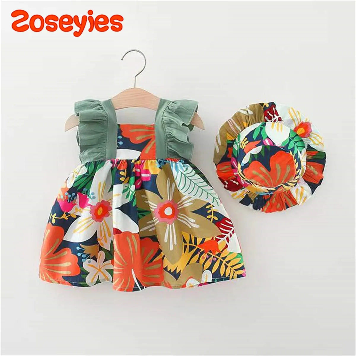 Baby Girl's Tropical Flower Dress: Summer Chic Daily Style for Your Little Princess