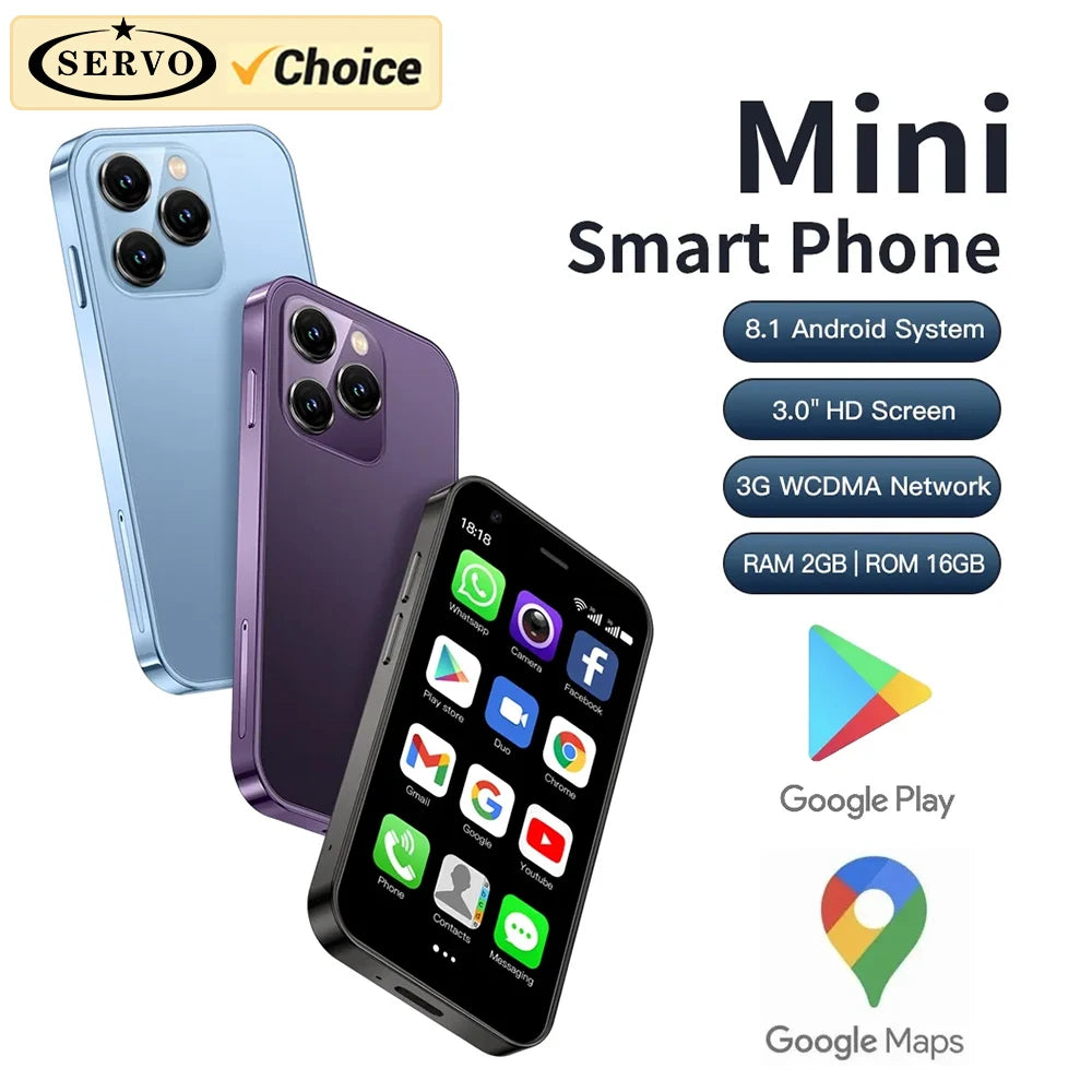 2023 New SERVO 15SE 3.0" Small Smartphone Dual SIM 3G WCDMA Android 8.1OS 2GB+16GB GPS WIFI Portable Mini Mobile Phone Low Price