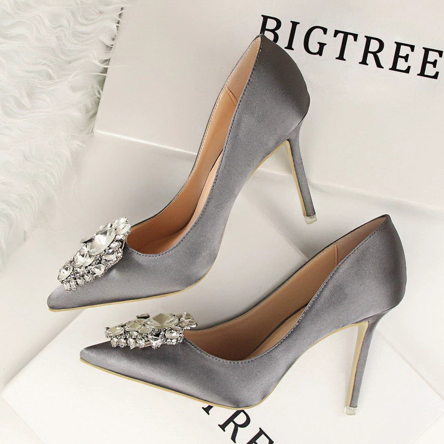BIGTREE Rhinestone Stiletto Heels: Elegant Evening Shoes with Tempting Flair